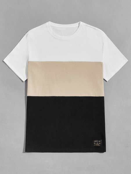 

romwe guys colorblock tee f7os#, White;black