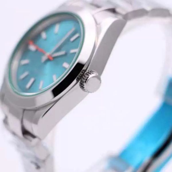 

automatic mechanical mens watch 39mm stainless steel strap blue dial mens wristwatches folding buckle waterproof, Slivery;brown