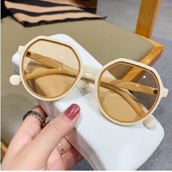 

fashion style all-match luxury trend sunglasses designer men personalized round frame sunglasses ins trend candy color big frame sunglass, White;black
