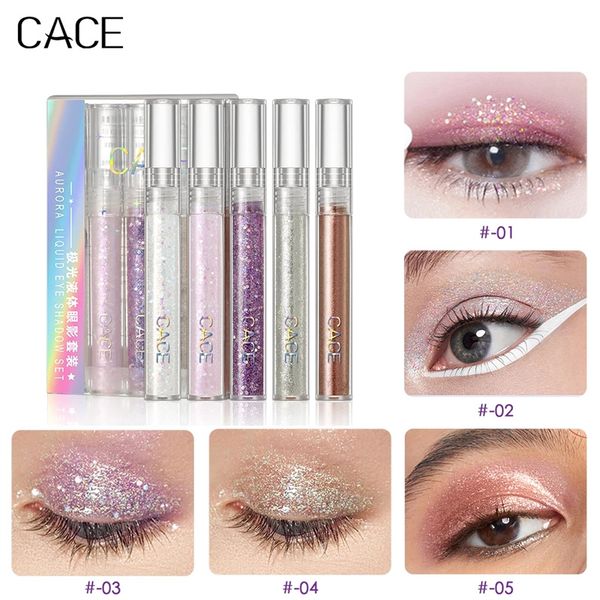 

cace liquid eyeshadow set 5 pieces colorful glitter eye shadow stick shimmer eyes makeup cosmetics