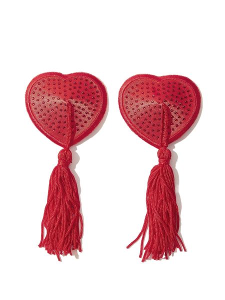 

heart shape tassel nipple cover u1mg#, Black;red