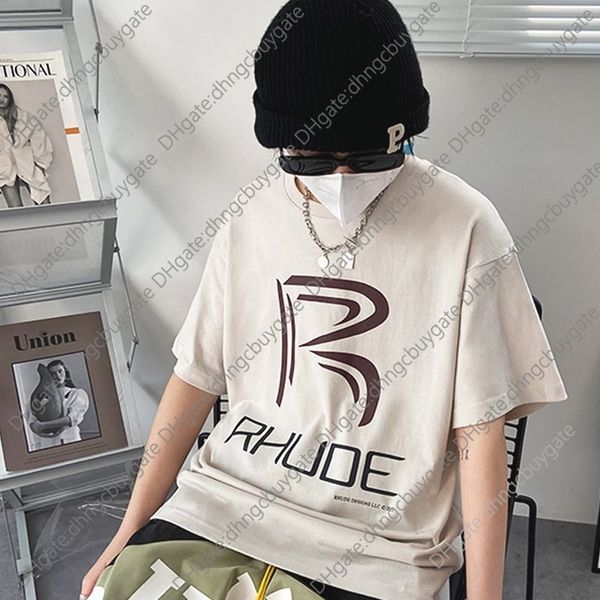 

shirt designer t rhude title plaid fashion flag loose casual couple round neck short sleeve summer t-shirt men's t shirt, White;black