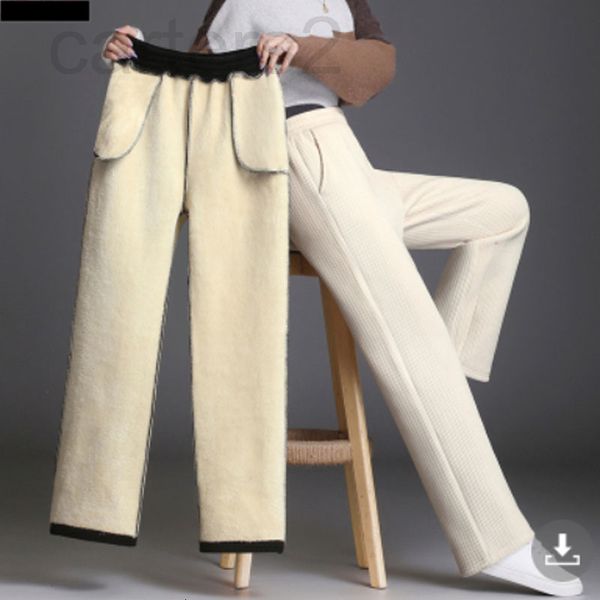 

women's jeans designer wxw cashmere pants women's winter 2021 new loose straight casual chenille wide leg autumn and trend isoj, Blue