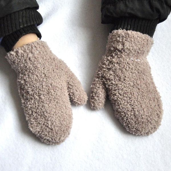 Saç aksesuarları sıcak peluş kalın bebek eldivenleri kış artı kadife eldivenler çocuklar çocuk mercan polar 1-4y çocuk gloveshair için tam parmak