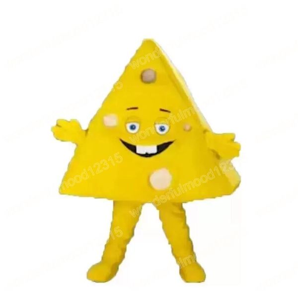 Costumi della mascotte del formaggio del triangolo di Natale Vestito da personaggio dei cartoni animati di alta qualità Vestito da Halloween Festa a tema all'aperto Festival di carnevale Vestito operato