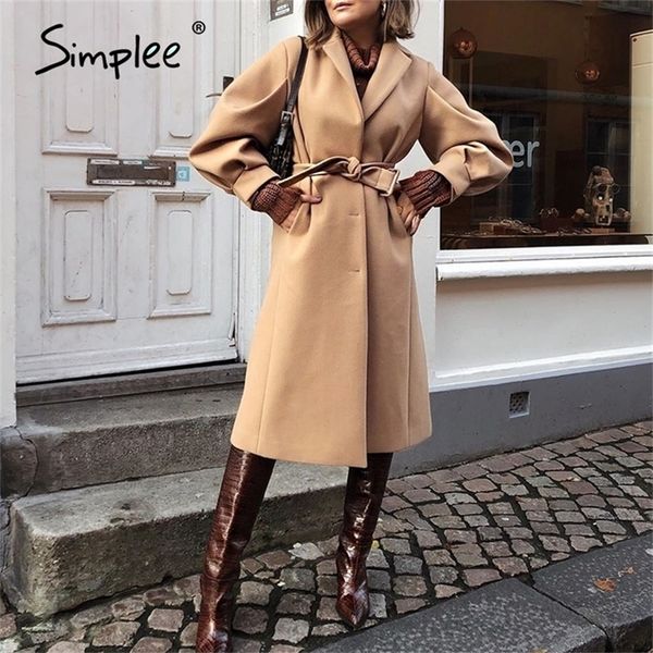 

fashion trend camel womens coat british style long lace up warm wool jacket high street style winter outdoor coat 201221, Black