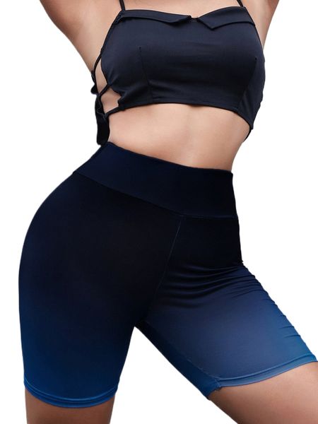 

ombre high waist biker shorts h759#, White;black