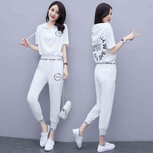 

women's two piece pants small tall belly covering suit age reduction fashion professional foreign style two-piece set women's summ, White