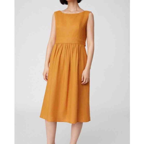 

casual dresses spring and summer all linen sleeveless dress, Black;gray