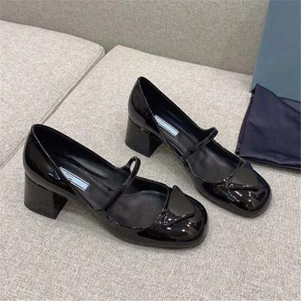 

designer women sandals dress shoes retro square toes buckle lady high heels fashion all-match pumps size 35-40, Black