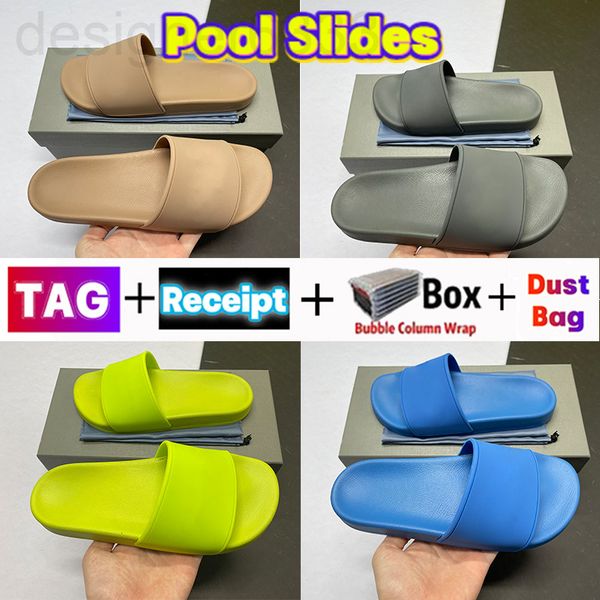 

designer slippers fashion pool beige fluo green black white writing slides pink grey lime mens women flat slide sneakers beach indoor shower