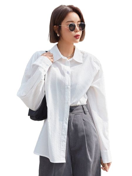 

dazy solid button front blouse u9oz#, White