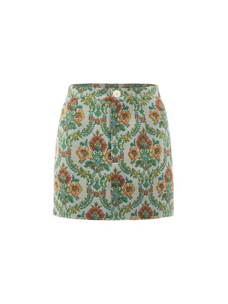 

mod floral print button front skirt a0nj#, Black