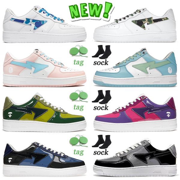 

shoes designer women bapestas new sk8 designer bapestas casual shoes white abc camo blue green mens women sneakers, Black