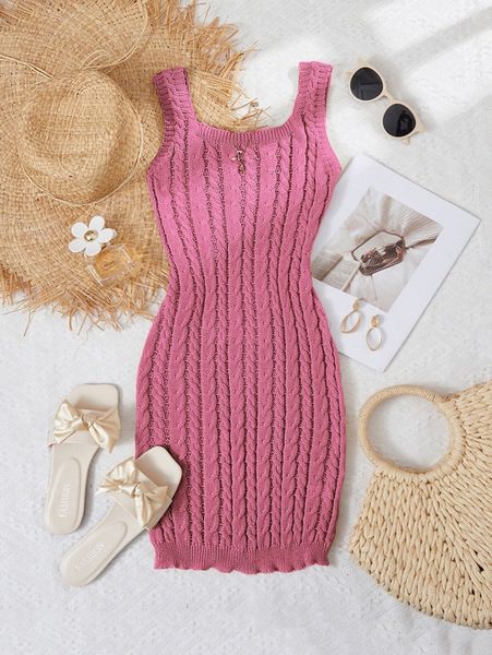 

cable knit tank sweater dress n558#, White;black