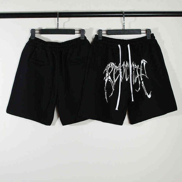 

dark style bone splicing american beach casual shorts, White;black