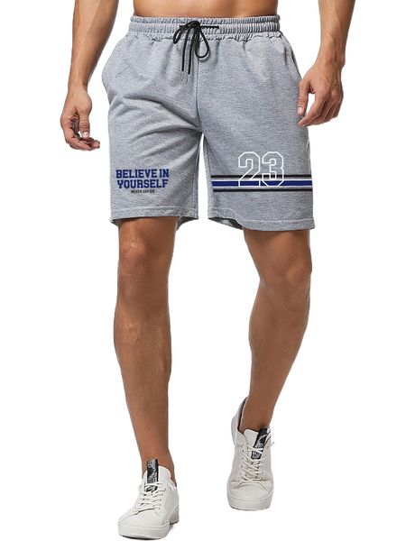 

men slogan graphic drawstring waist shorts 58ms#, White;black