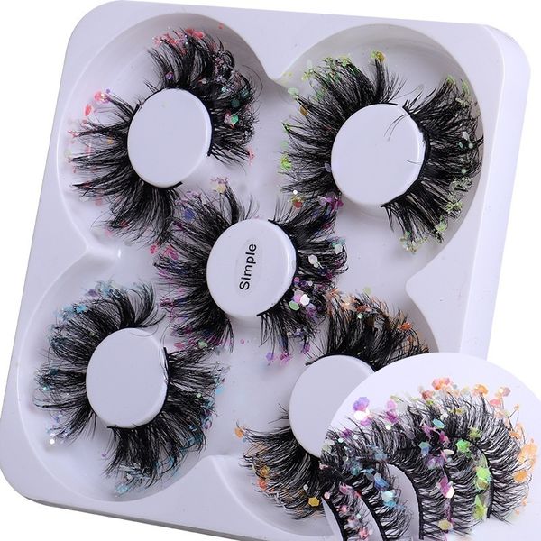 

thick multilayer color sequined false eyelashes extensions hand made glitter fake lashes