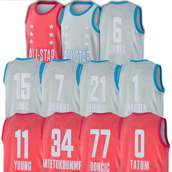 

basketball jerseys 6 lebron 77 luka harden doncic jayson kevin tatum durant giannis stephen antetokounmpo nikola curry jokic maroon gray, Black;red