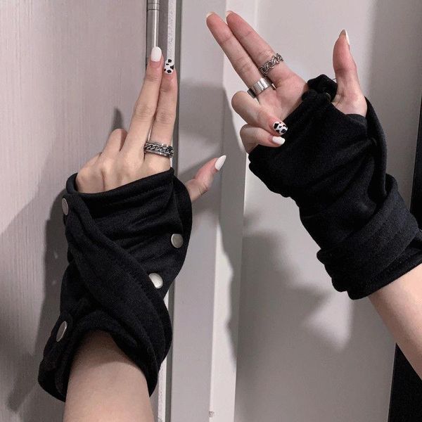 Ellenbogen-Knieschützer, 1 Paar, kurze fingerlose Handschuhe, Cosplay-Handschuh, Oversleeve, Armwärmer, für Männer und Frauen, modische Manschette, Anime, Schwarz, Unisex, Streetwear