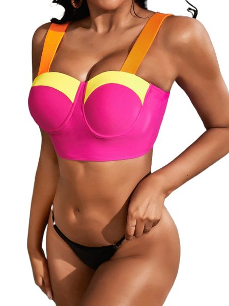 

color block push up bikini 499h#, White;black