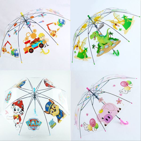 Kawaii Cartoon Transparente Umbrella Fibre Wind Resistance Men e mulheres Crianças automáticas guarda -chuvas de estudantes 220707