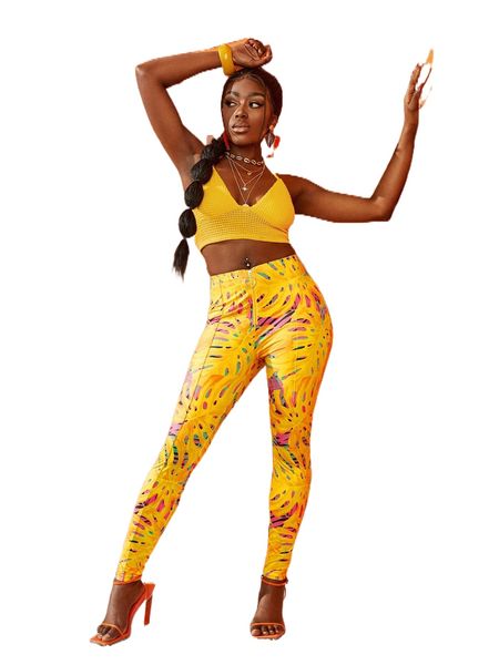 

sxy high waist zip up graphic print skinny pants l2qm#, Black;white