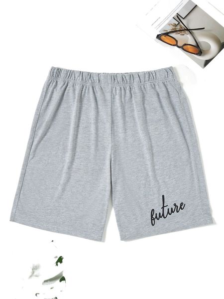 

men letter graphic elastic waist shorts s45d#, White;black