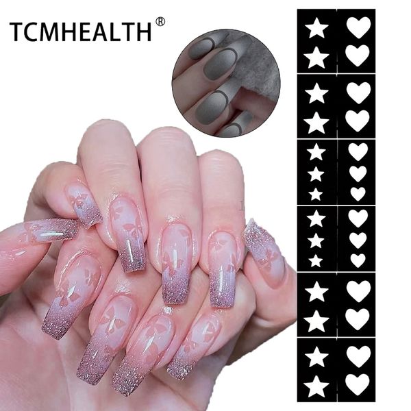 Nail Art Long Strip Hollow Spray Painting Decalcomanie Modello Love Stars Farfalla Adesivi per unghie dipinti a mano fai-da-te