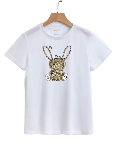 

cartoon and letter graphic tee r7iz#, White