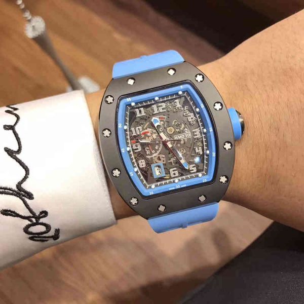 

watches wristwatch luxury richa milles designer ceramic hollowed out men's fully automatic mechanical watch calendar tape personality, Slivery;golden