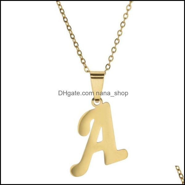 

pendant necklaces pendants jewelry gold color stainless steel chain letter alphabet for women fashion je dhuxg, Silver