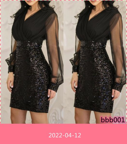 

women's sequins dress summer black retro elegant see through sleeve long, Black;gray