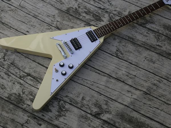 

custom 70s flying v electric guitar, bone nut, wrap around bridge