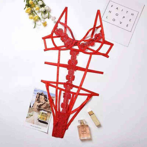 

nxy set bodysuit women' lingerie erotic teddy embroidery bandage underwear exotic pajamas 0211, Red;black