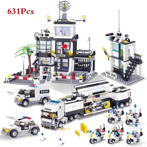 

city police swat helicopter truck car building blocks sets legoingls brinquedos bricks playmobil educational toys for children312u
