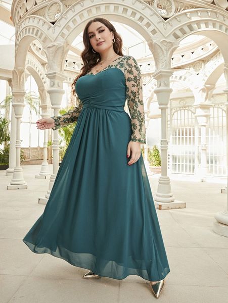 

plus floral print ruched chiffon formal dress d5pr#, Black