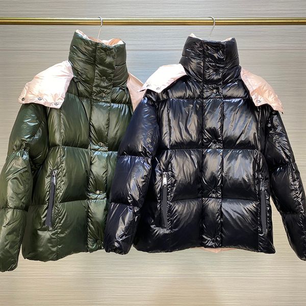

luxury design down jacket maya hooded winter coat fashion embroidered letter badge plus fleece thickened jacket casual thermal parka scan, Black