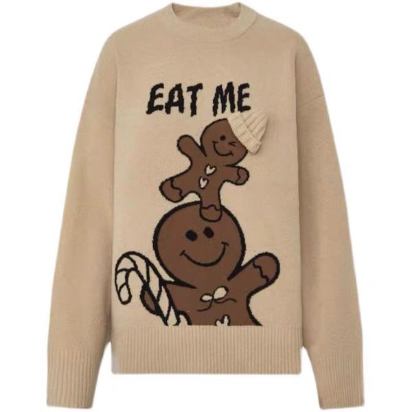 

designer 2022 sweater spring wool women khaki black 3d hat letter printed fashion casual loose eat me sweater, White;black