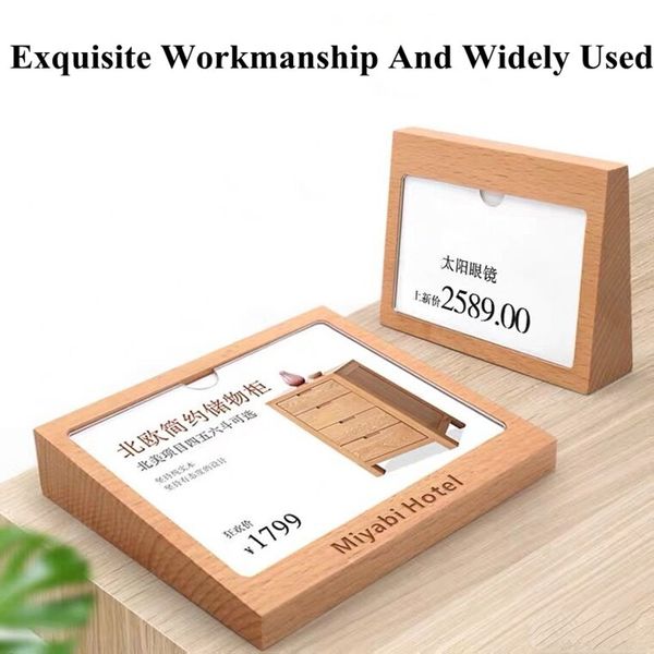 

90x54mm table acrylic sign holder ad p picture frame wood menu stand