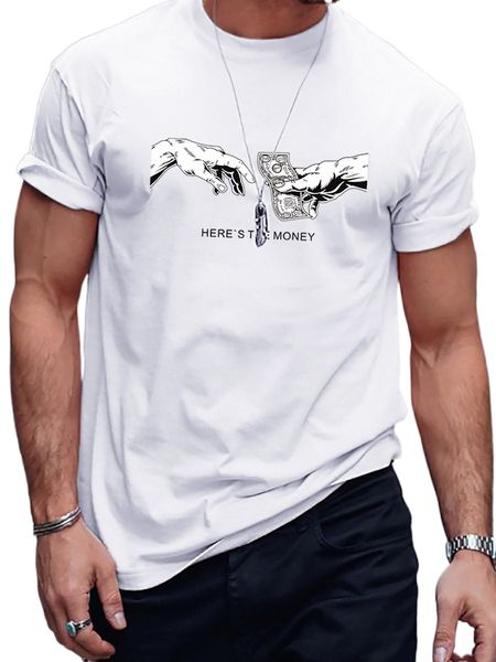 

men figure & slogan graphic tee s3or#, White;black