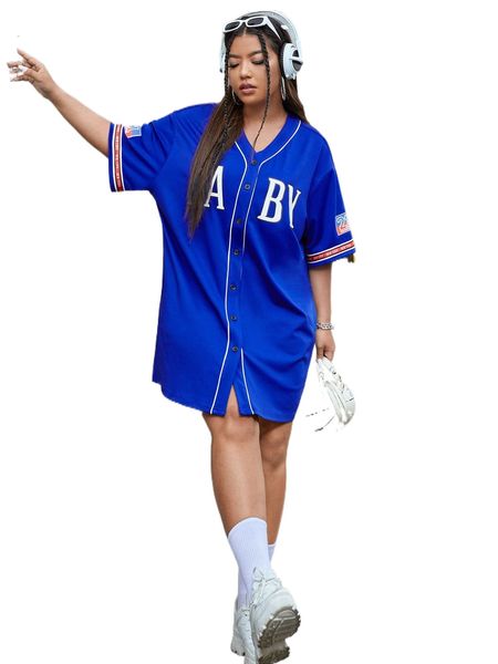 

plus letter graphic drop shoulder button front tunic dress m0a3#, Black