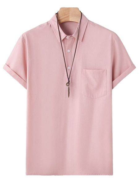 

men patched pocket half button shirt q6iy#, White;black