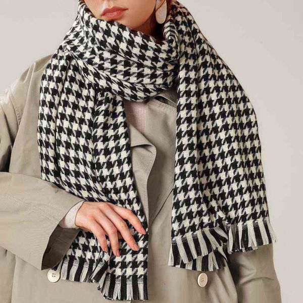 

tiktok classic black and white bird all match cashmere scarf fashion trend women's, Blue;gray