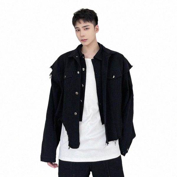 

cut edge vest jacket 2 pieces sets for men women japan korea streetwear vintage hip hop gothic short coat male couple outerwear men's p, Black;brown