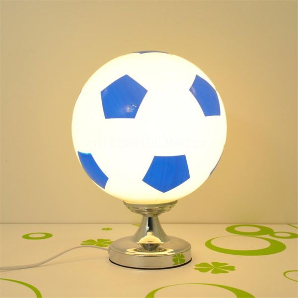 Lampade da tavolo Lampada da calcio creativa nordica Paralumi a sfera in vetro nero blu rosso per comodino Arredamento camera da letto Tavolo luminoso