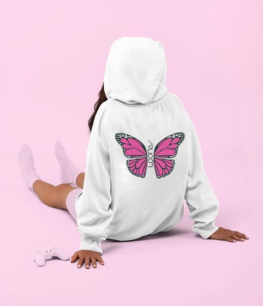 Männer Hoodies Sweatshirts Harajuku Cartoon Schmetterling Koreanische Mädchen Gruppe LOONA Langarm Hoodie Pullover Männer Frauen Mode Winter Sweatshi