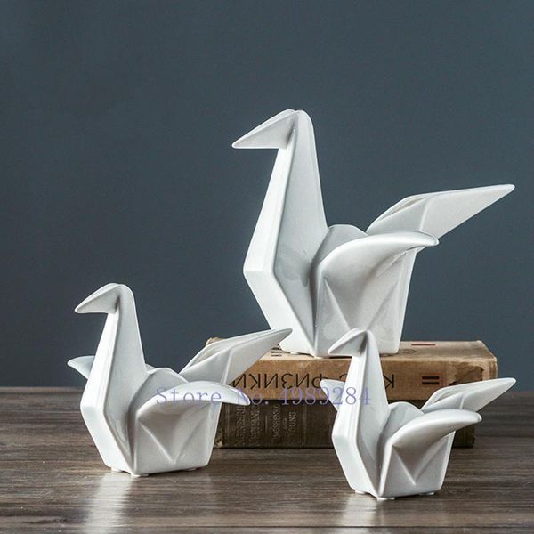 Objetos decorativos Estatuetas Casa moderna Cerâmica Mil guindastes de papel Origami Abstrato Artesanato Móveis Decoração de quartos infantis