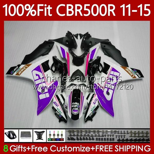 Bodys de molde de injeção para HONDA CBR500 RR CBR 500 R CC 500R $ 11-15 Bodywork 126NO.31 CBR500R 11 12 13 14 15 CBR500RR Roxo Branco 2012 2015 2015 Kit de Feira 2015 OEM