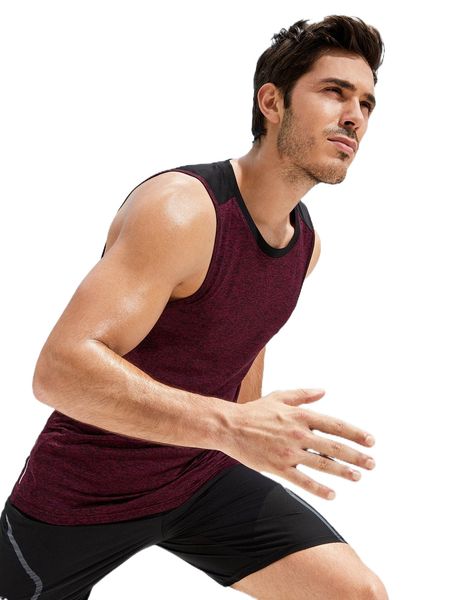 

men colorblock sports tank 48g2#, White;black